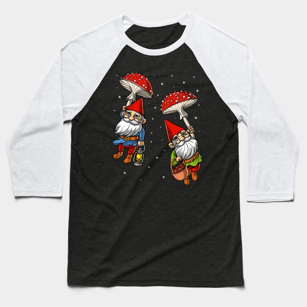 Magic Mushrooms Fantasy Gnomes Baseball T-Shirt by underheaven